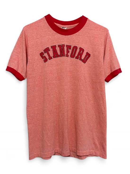 Vintage Tops - Vintage 80’s Stanford Collegiate Lettering Single Stitch Ringer Tee Made in USA